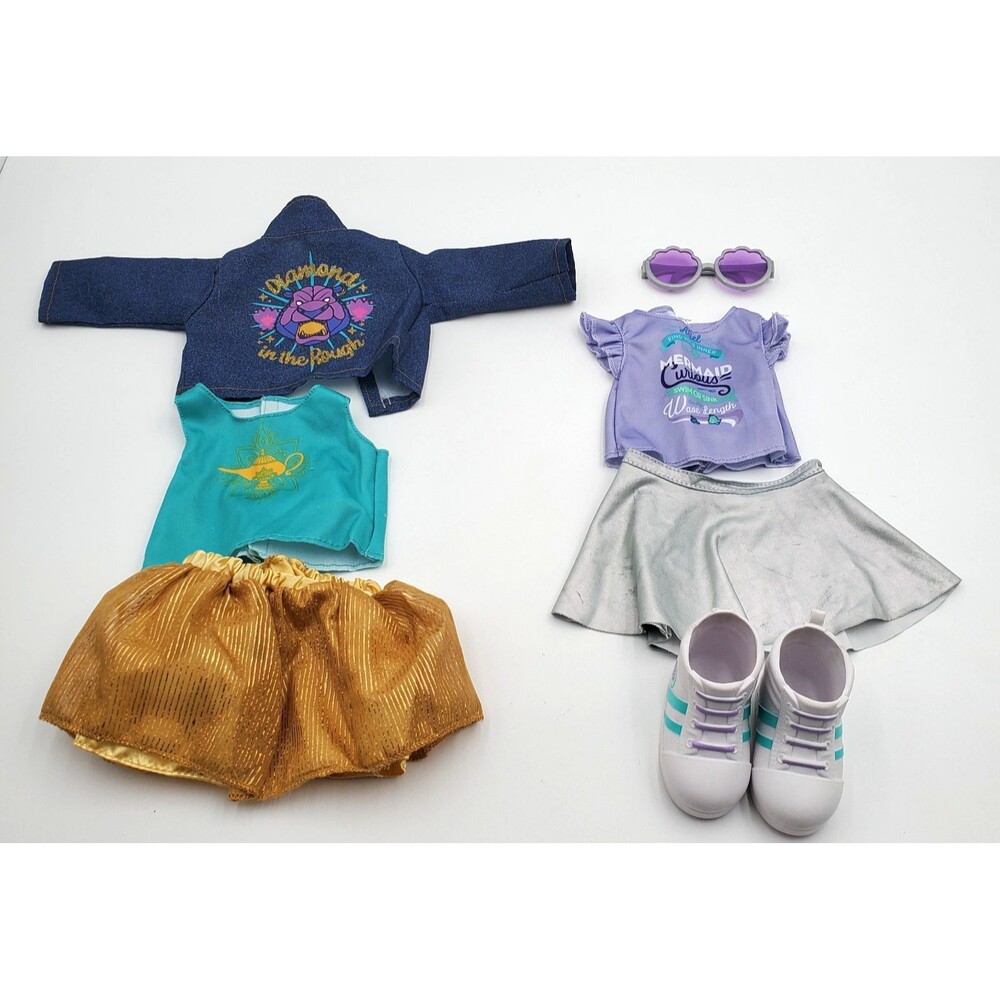 Disney ILY 4ever 18" Doll Clothes Shoes Lot 7 Pieces Ariel Jasmine Glasses